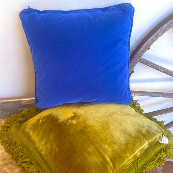 Vtg 1960’s-70’s VELVETEEN PILLOWS MCM Cottage Core Set of 2 Solid & Floral NICE! - Picture 9 of 12